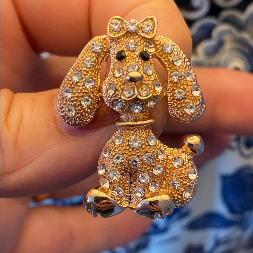 Sparkling Gold Dog Brooch